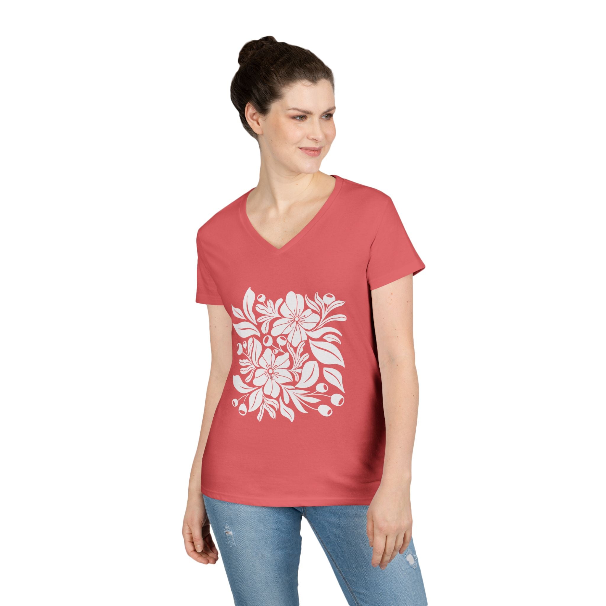 Wildflower Botanical V Neck T-Shirt | Boho Floral Design | Nature Lover Shirt