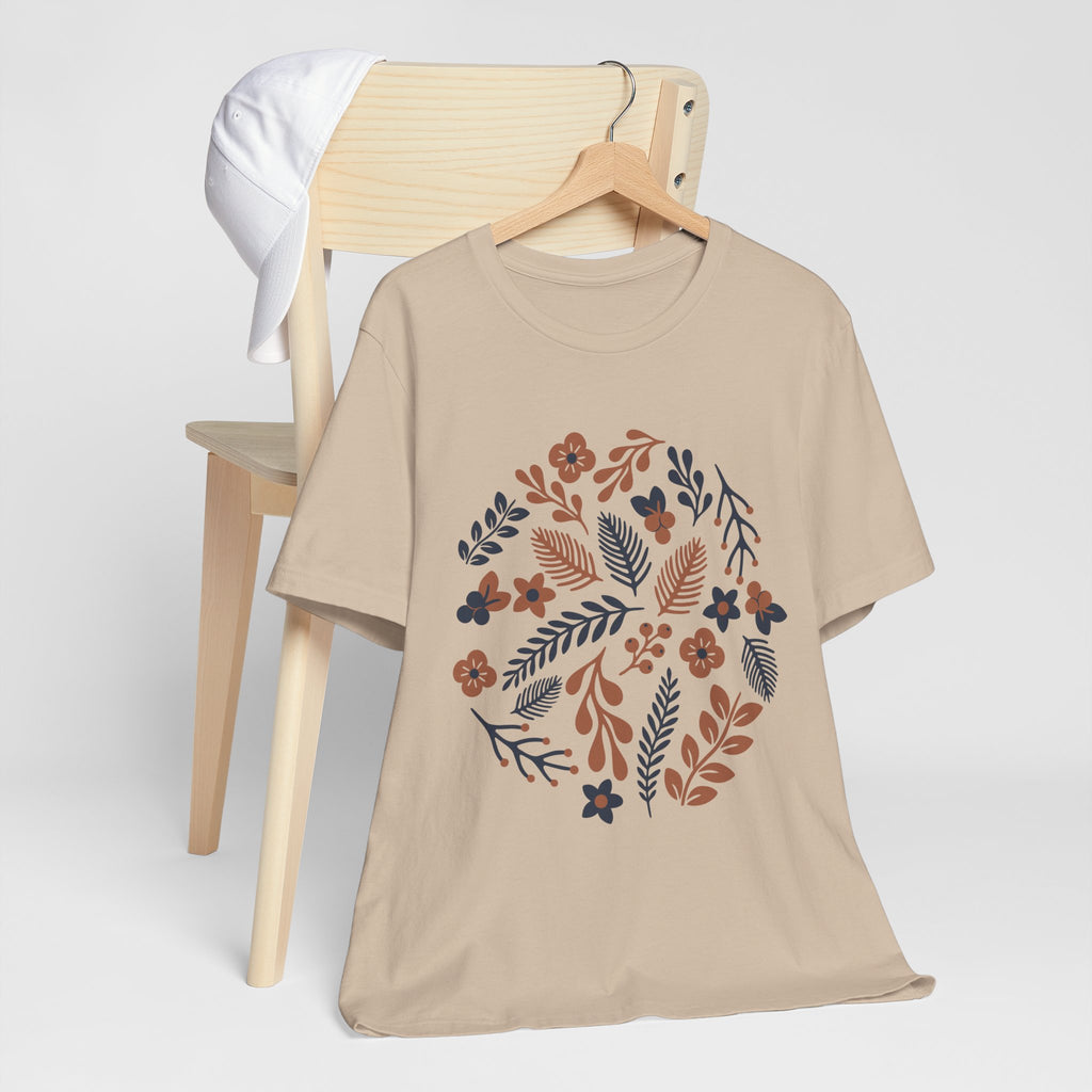 Floral Wreath Tee — Boho Botanical Short Sleeve T-Shirt