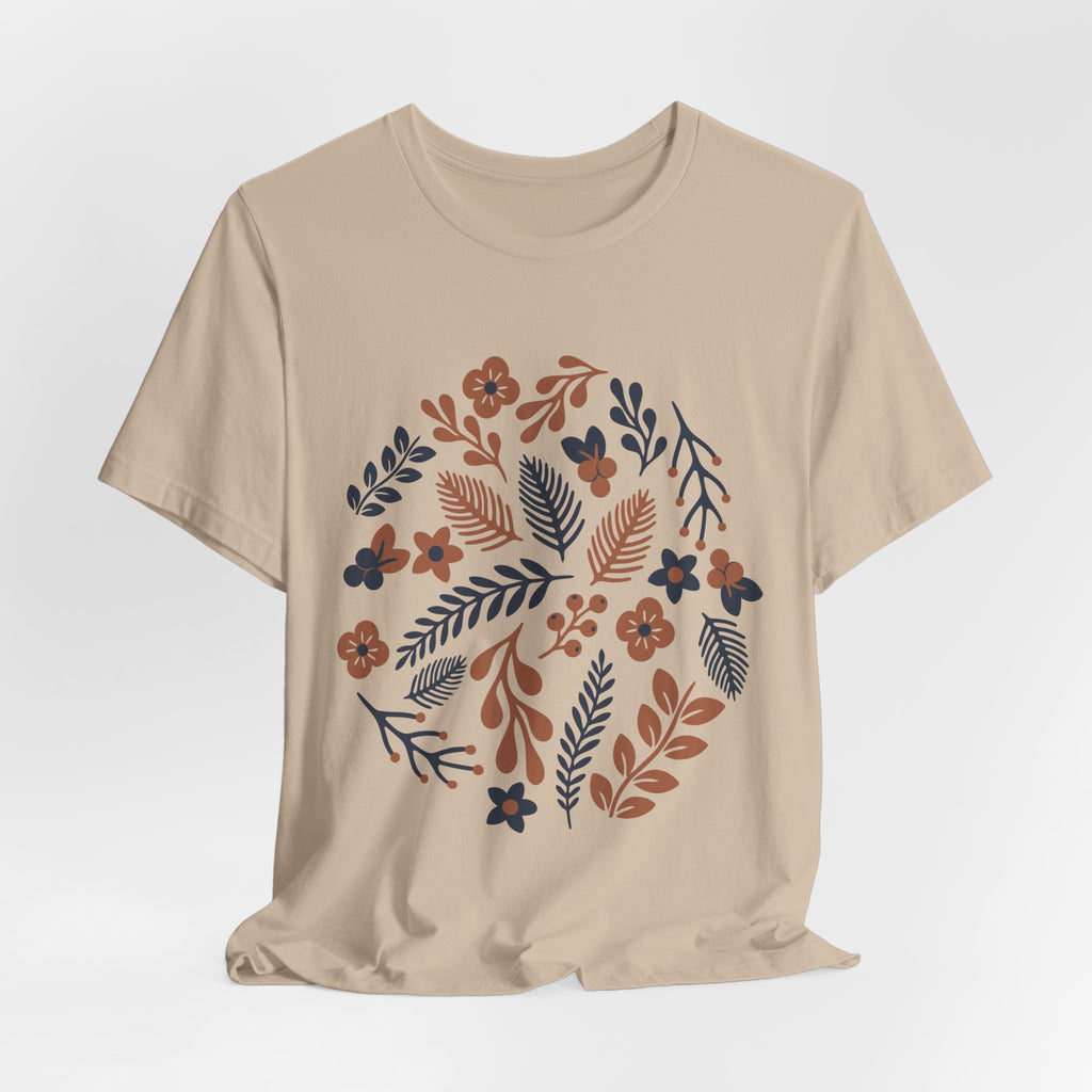 Floral Wreath Tee — Boho Botanical Short Sleeve T-Shirt