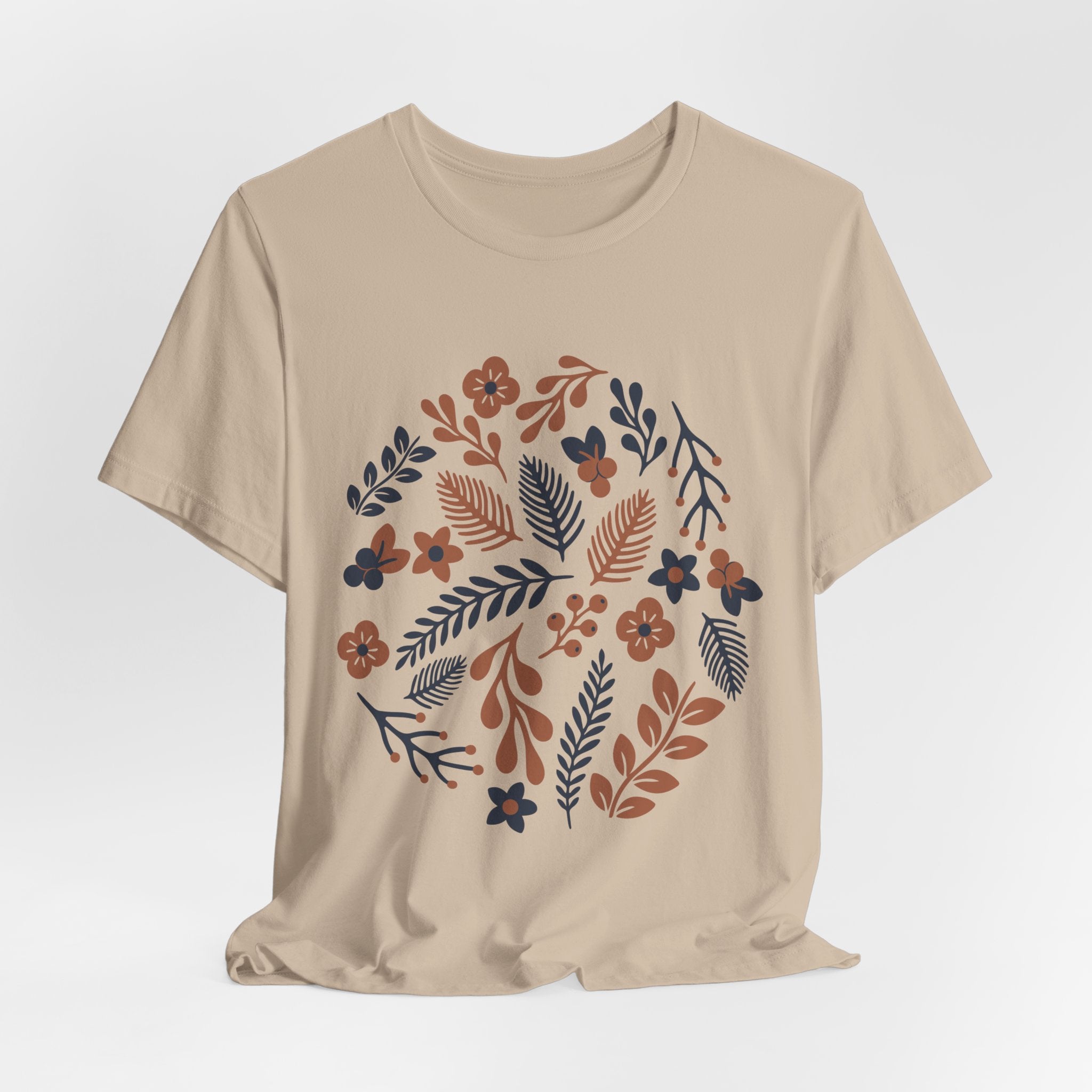 Floral Wreath Tee — Boho Botanical Short Sleeve T-Shirt