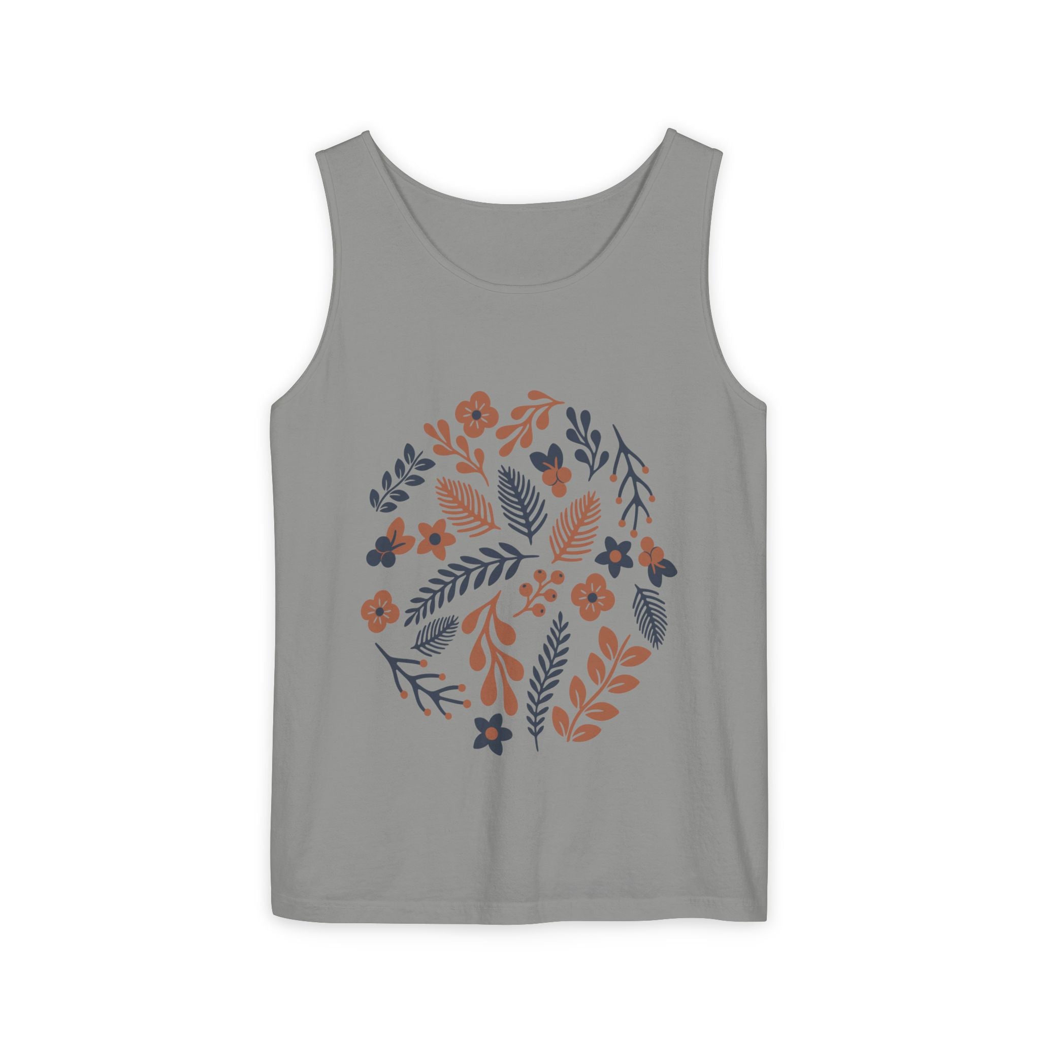 Floral Folk Circle Tank Top — Boho Botanical Graphic