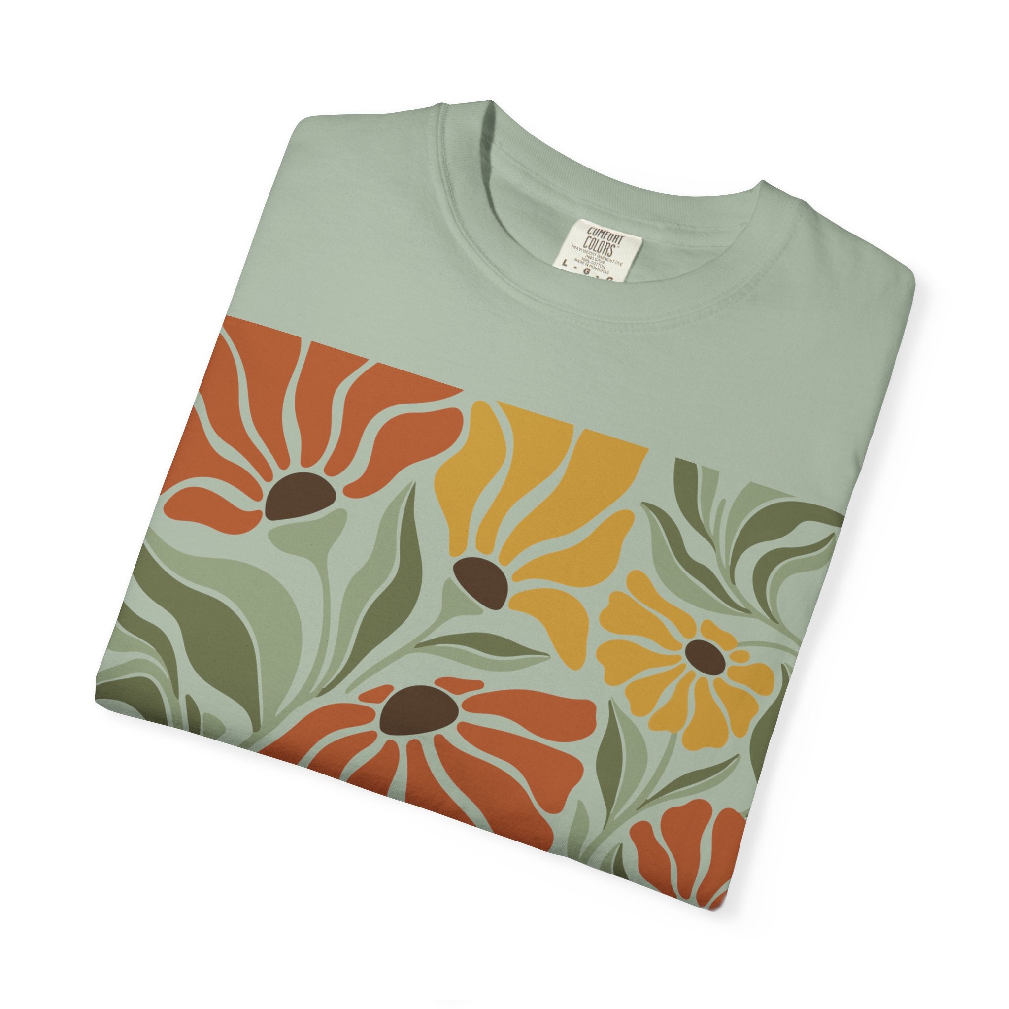 Floral Retro Bloom T-Shirt — Earthy Vintage Flower Print