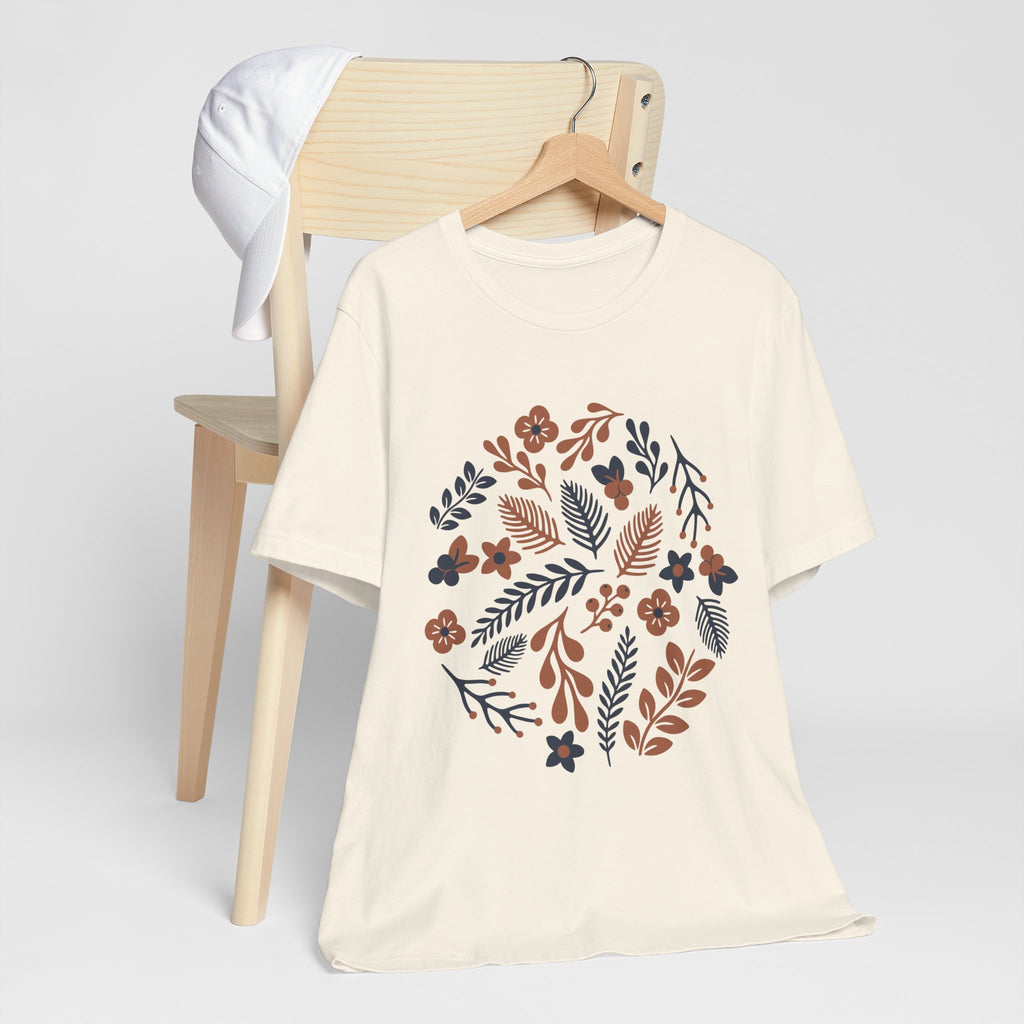 Floral Wreath Tee — Boho Botanical Short Sleeve T-Shirt