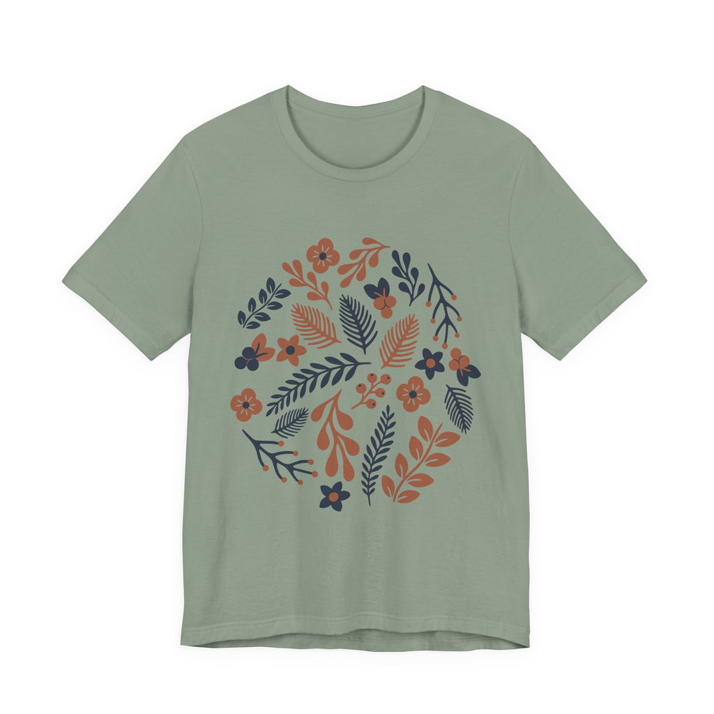 Floral Wreath Tee — Boho Botanical Short Sleeve T-Shirt