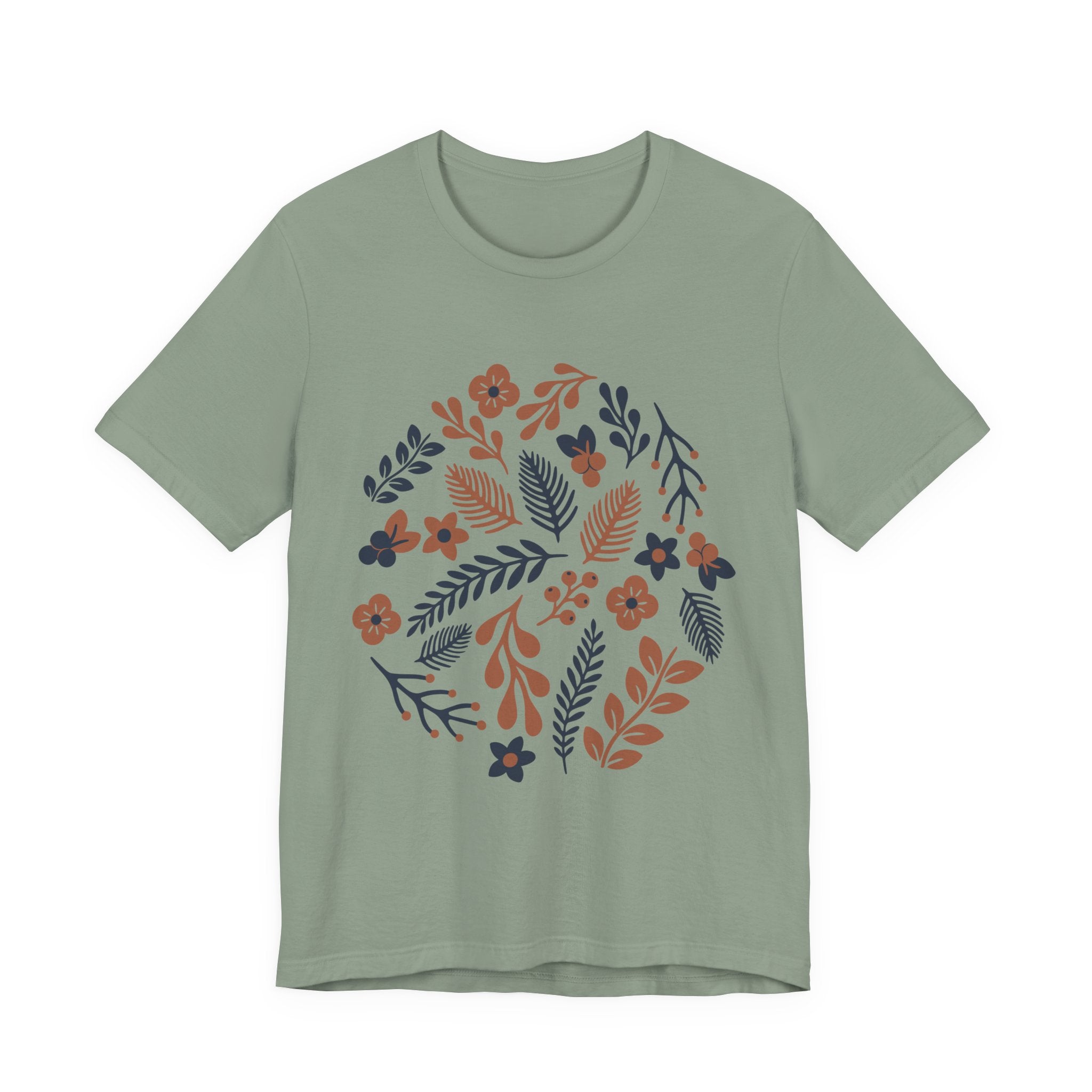 Floral Wreath Tee — Boho Botanical Short Sleeve T-Shirt