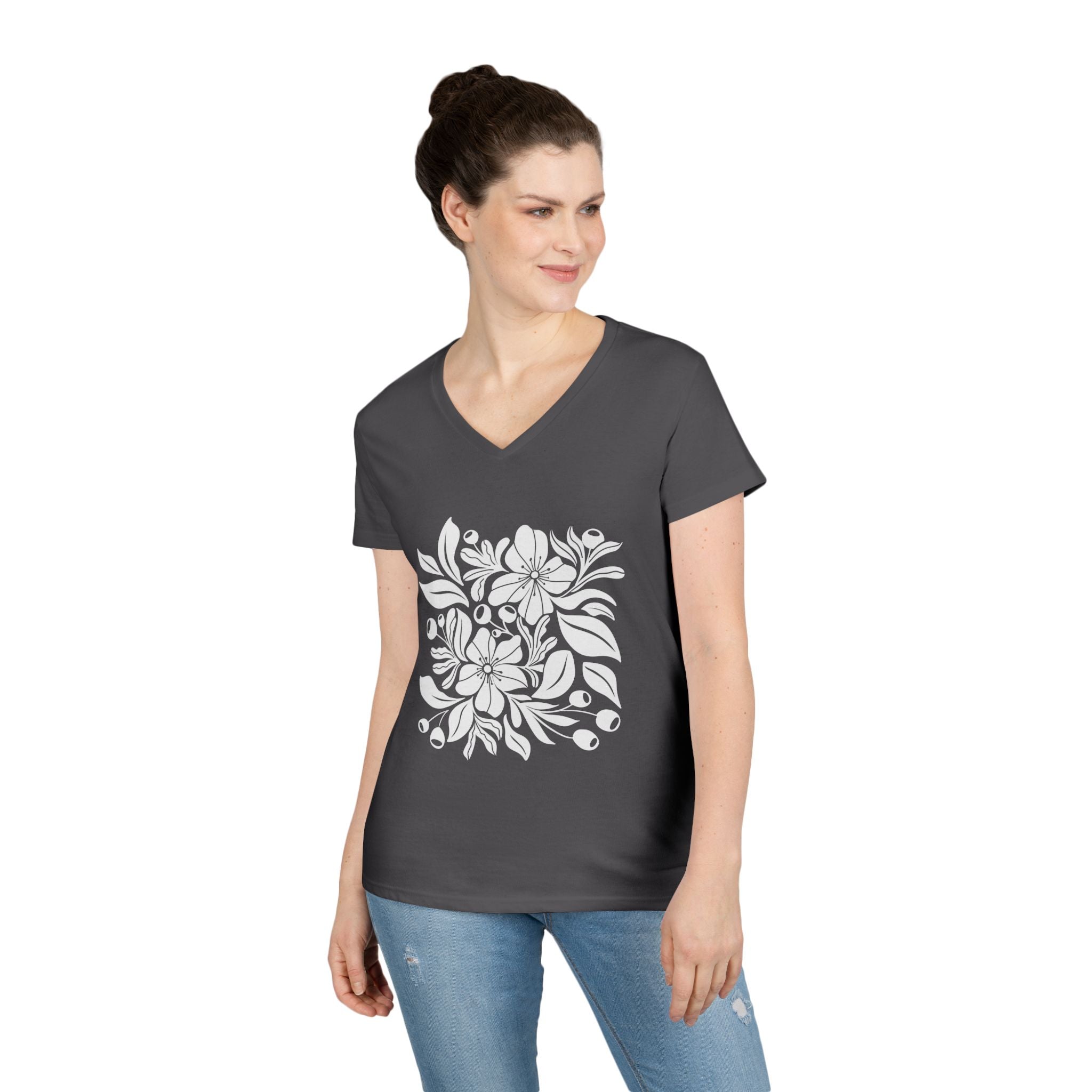 Wildflower Botanical V Neck T-Shirt | Boho Floral Design | Nature Lover Shirt