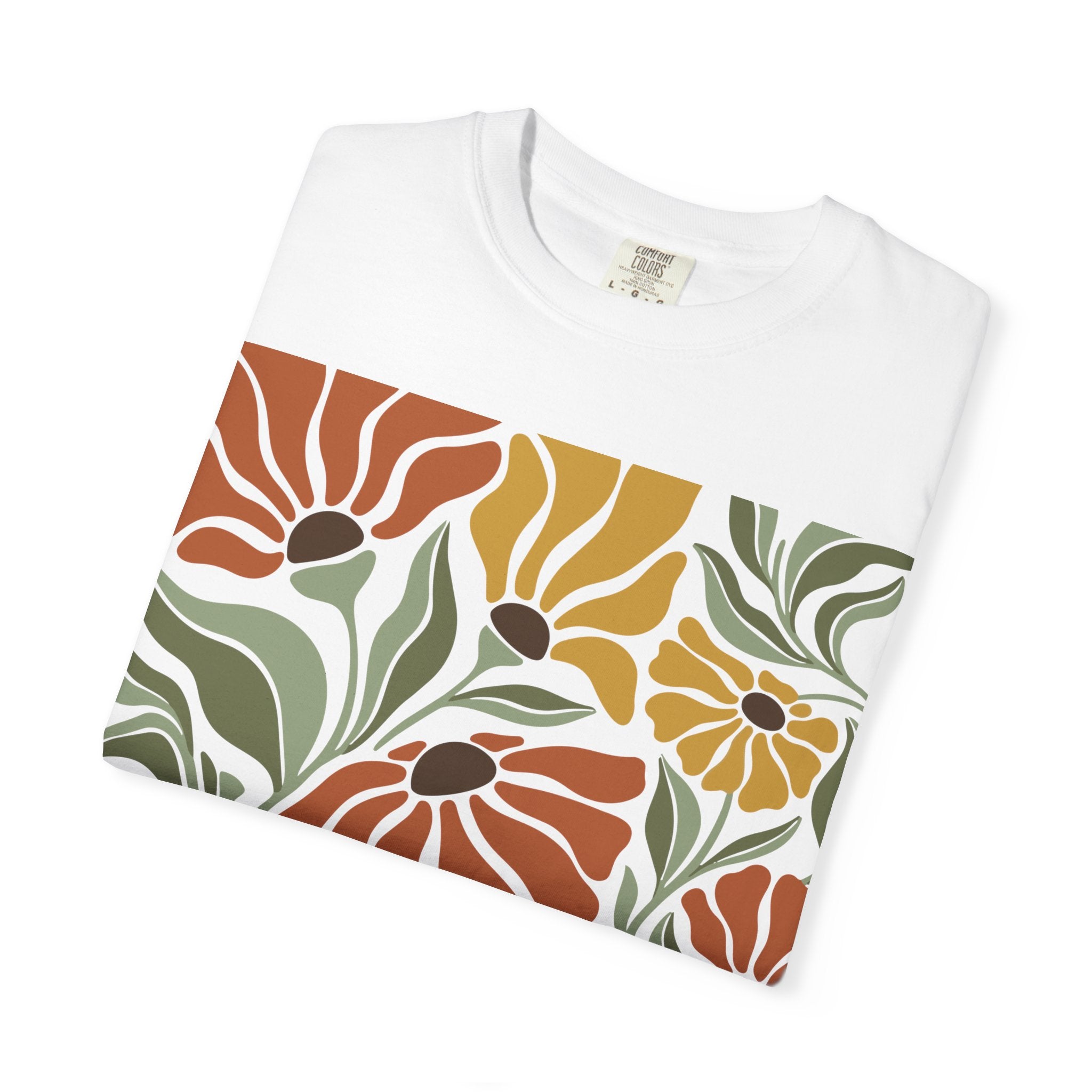 Floral Retro Bloom T-Shirt — Earthy Vintage Flower Print