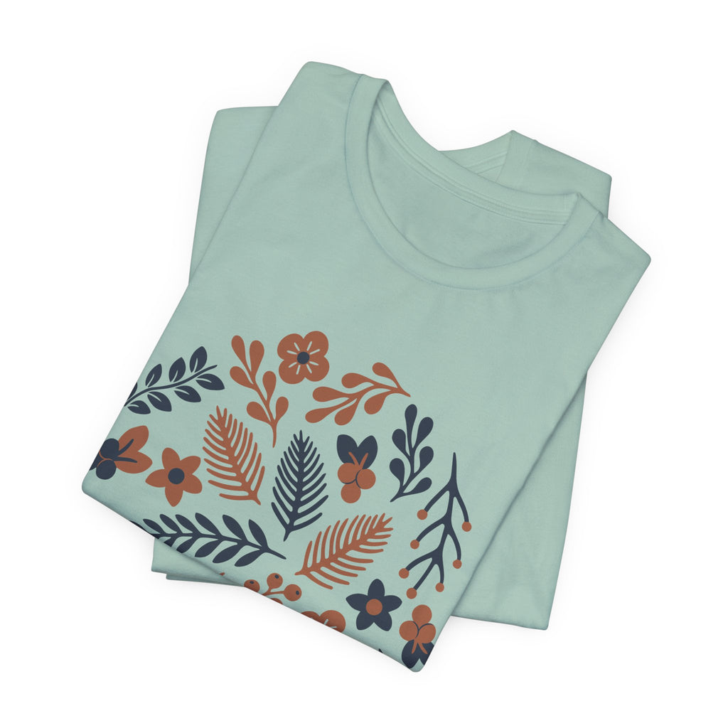 Floral Wreath Tee — Boho Botanical Short Sleeve T-Shirt