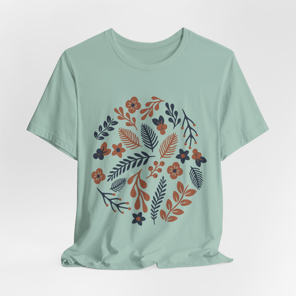 Floral Wreath Tee — Boho Botanical Short Sleeve T-Shirt