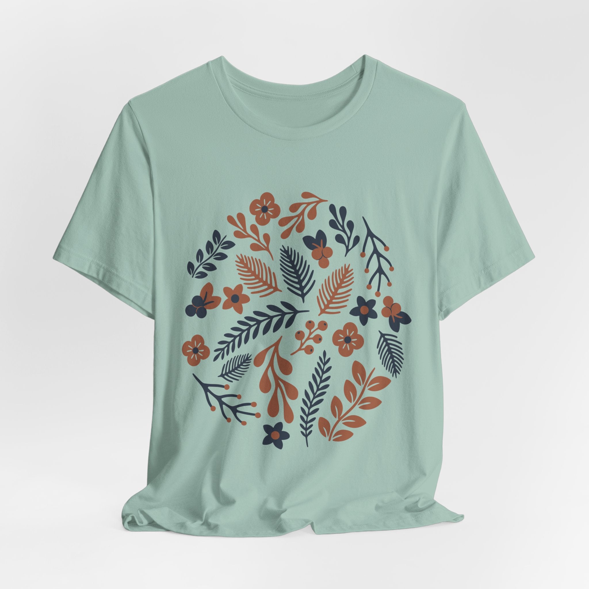 Floral Wreath Tee — Boho Botanical Short Sleeve T-Shirt