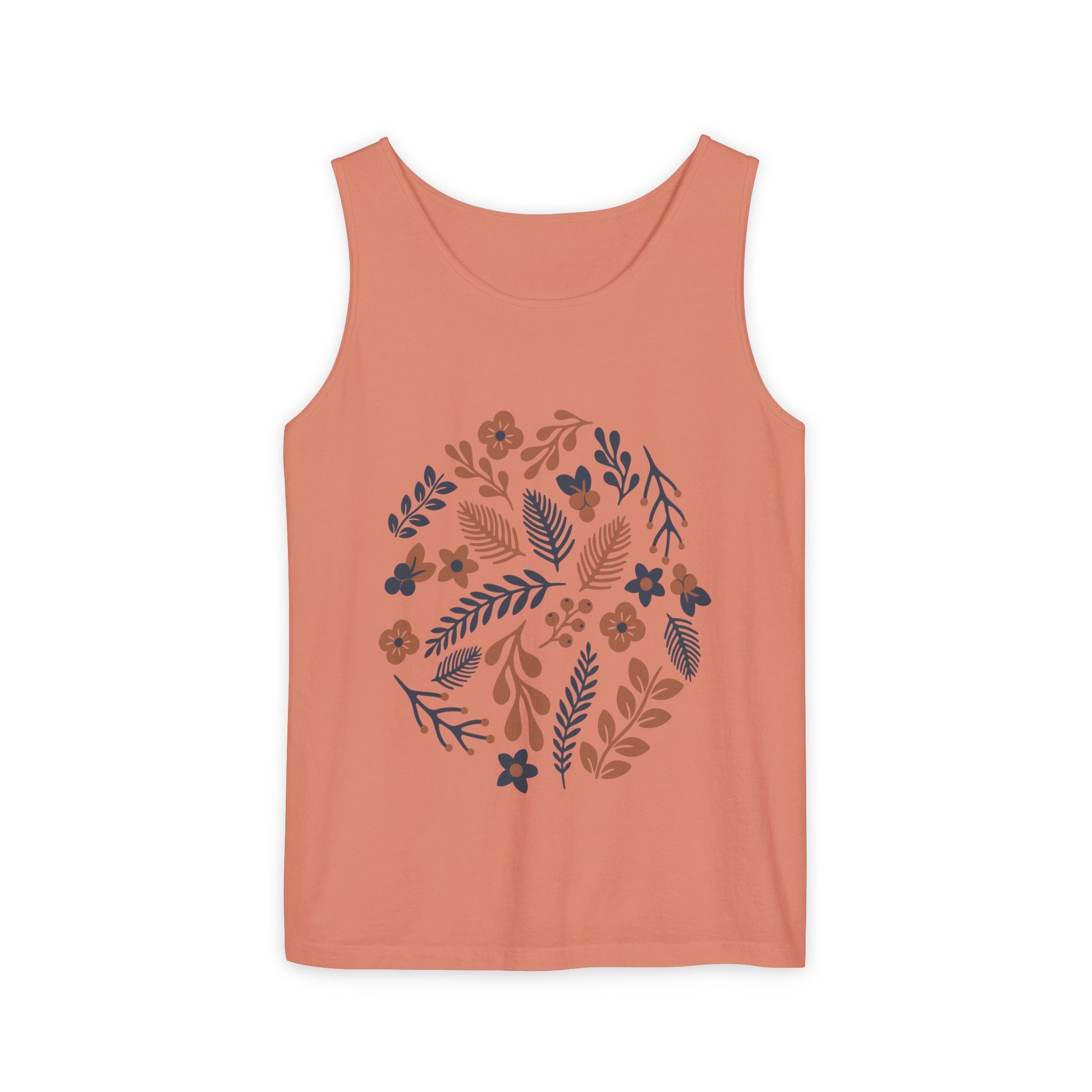 Floral Folk Circle Tank Top — Boho Botanical Graphic