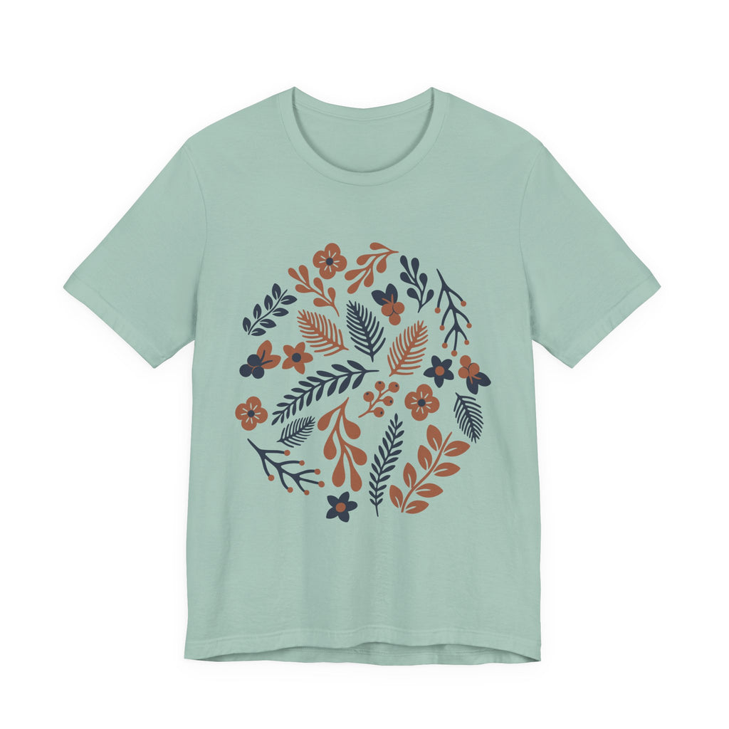 Floral Wreath Tee — Boho Botanical Short Sleeve T-Shirt