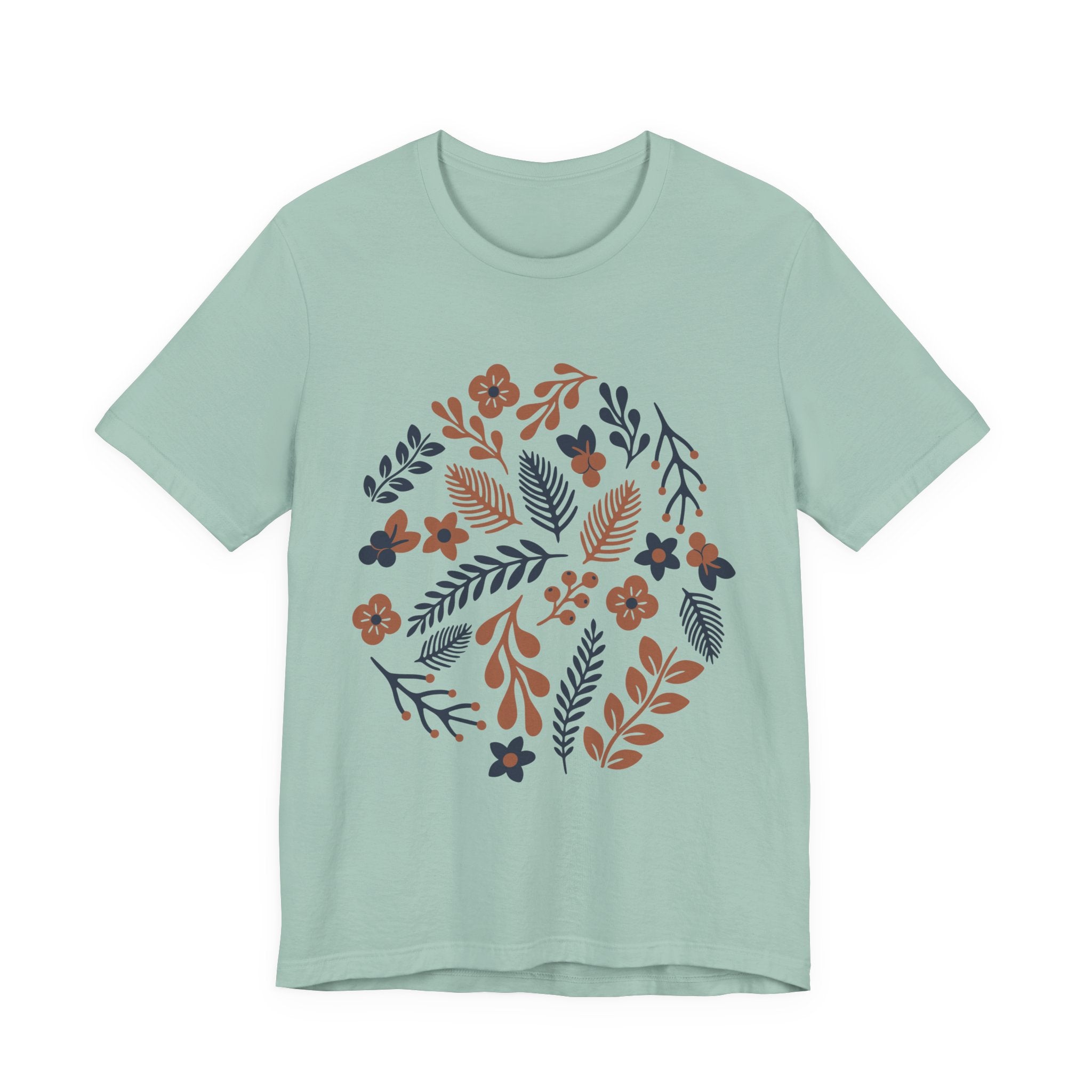 Floral Wreath Tee — Boho Botanical Short Sleeve T-Shirt