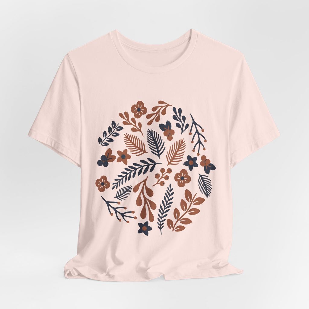 Floral Wreath Tee — Boho Botanical Short Sleeve T-Shirt