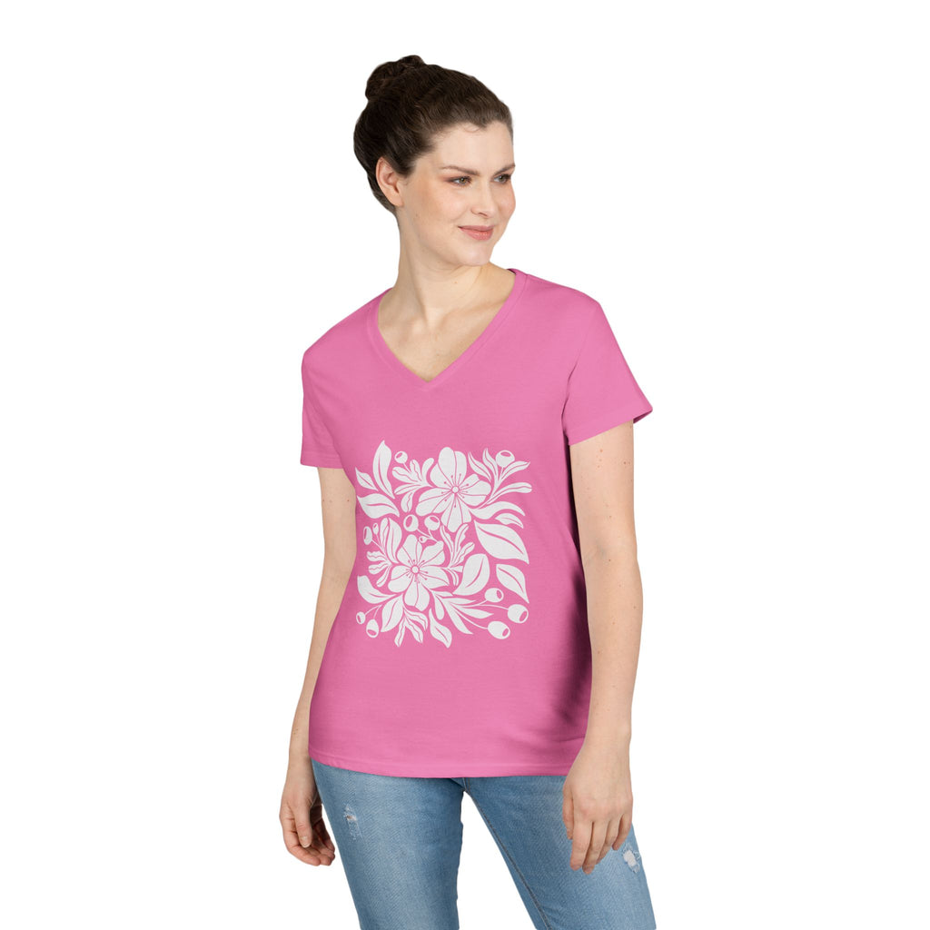 Wildflower Botanical V Neck T-Shirt | Boho Floral Design | Nature Lover Shirt