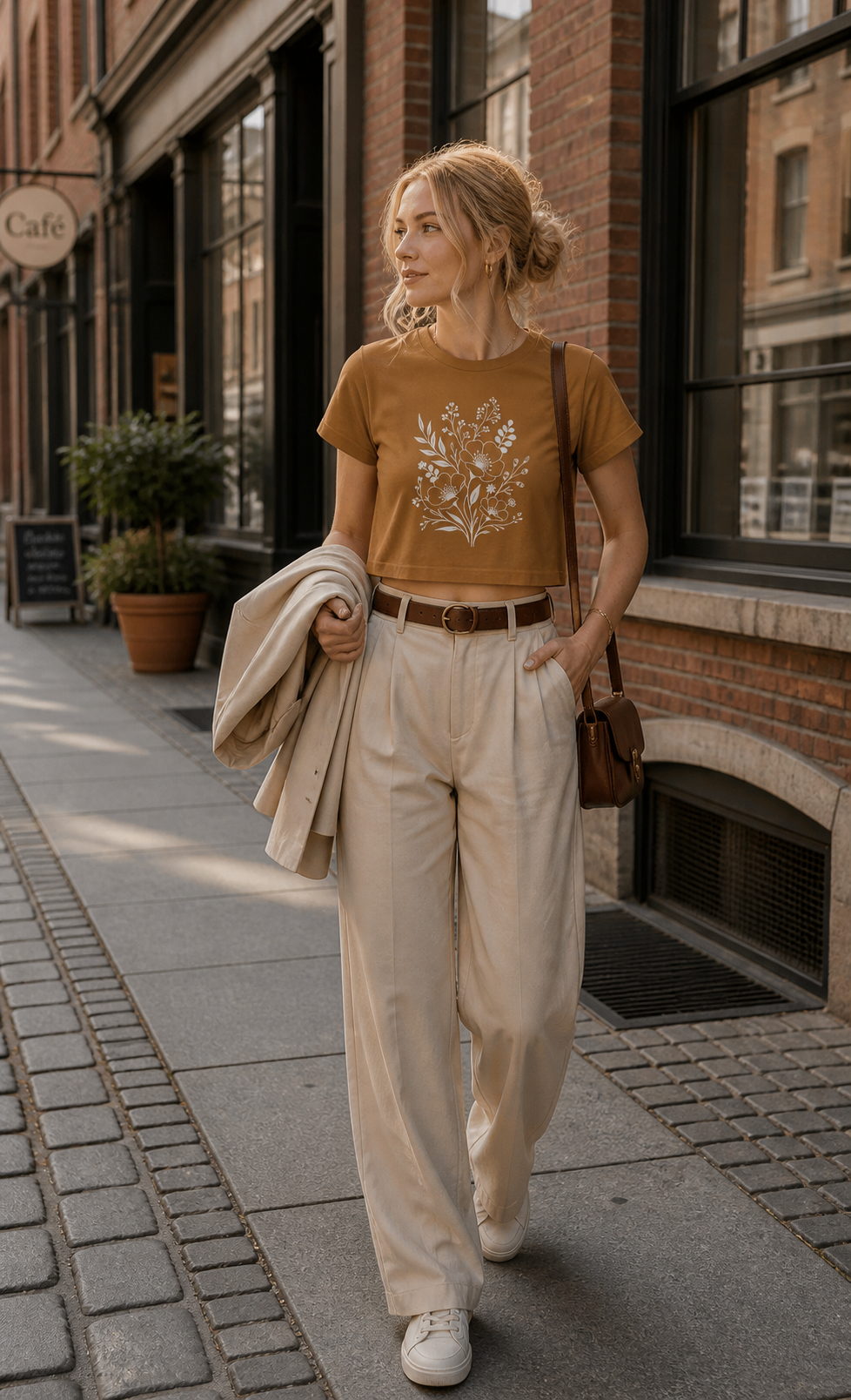 Boho Floral Crop Tee | Wildflower Botanical Print Comfort Cotton T-Shirt