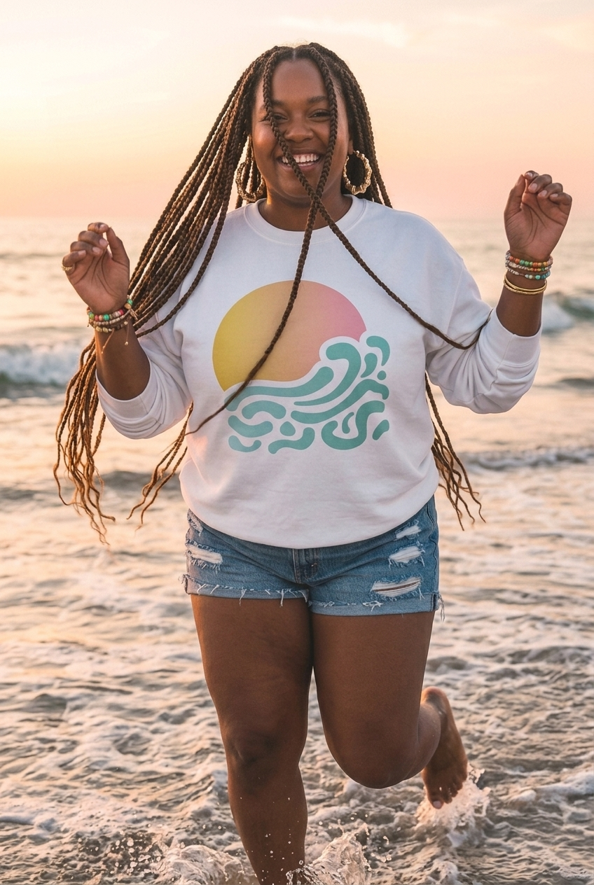 Sunset Waves Sweatshirt —  Beach Crewneck