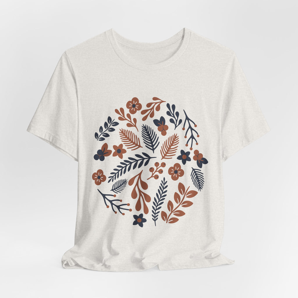 Floral Wreath Tee — Boho Botanical Short Sleeve T-Shirt