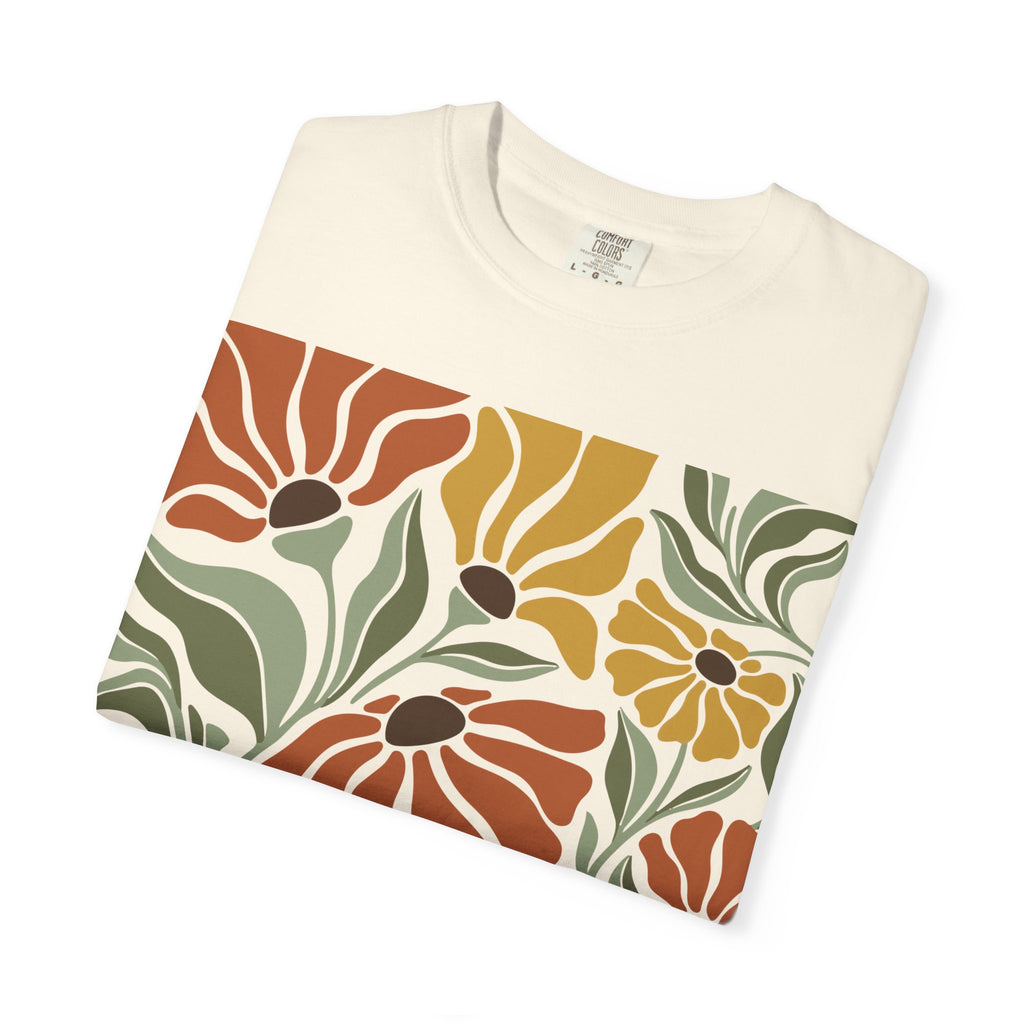 Floral Retro Bloom T-Shirt — Earthy Vintage Flower Print