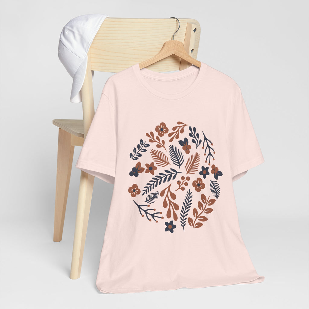 Floral Wreath Tee — Boho Botanical Short Sleeve T-Shirt