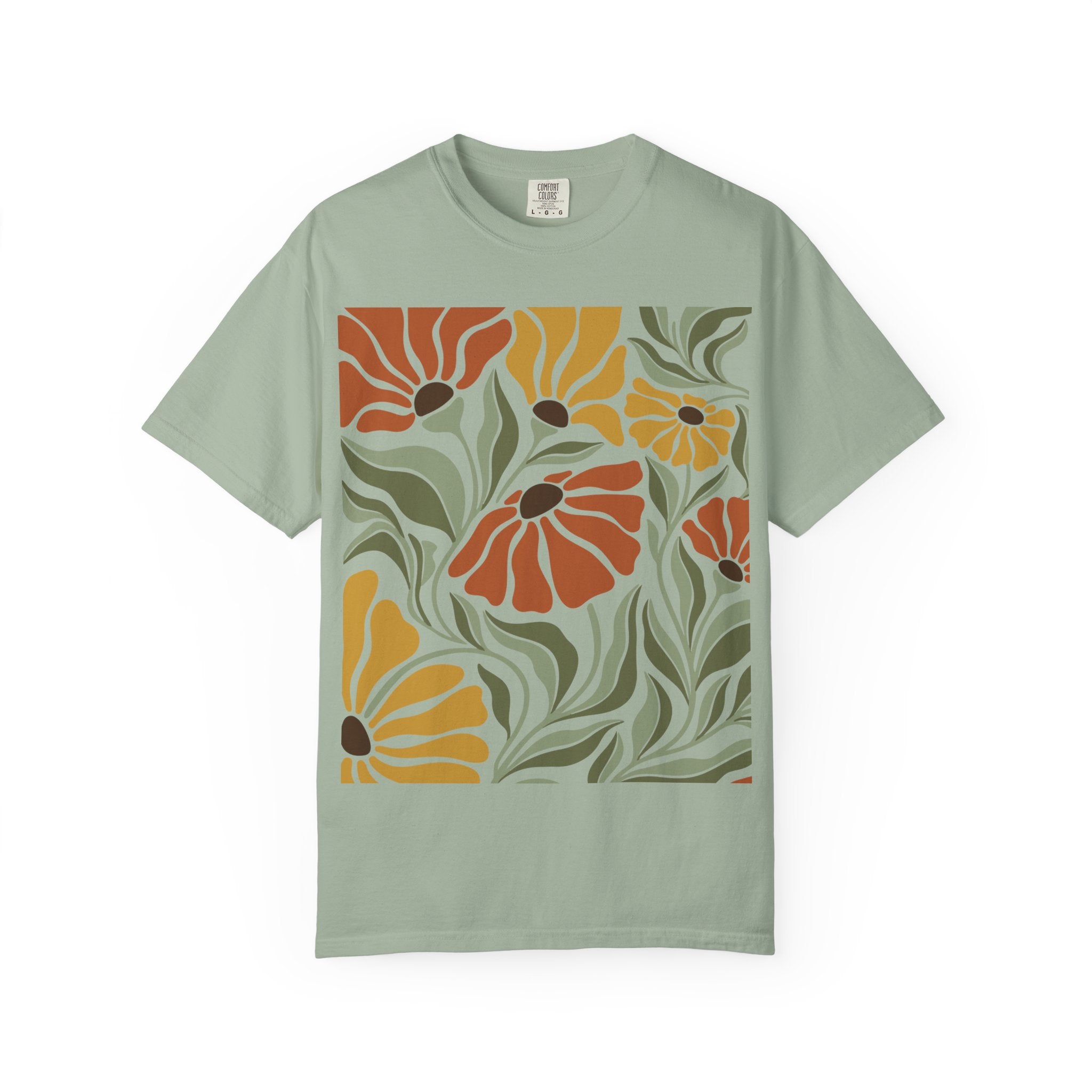 Floral Retro Bloom T-Shirt — Earthy Vintage Flower Print