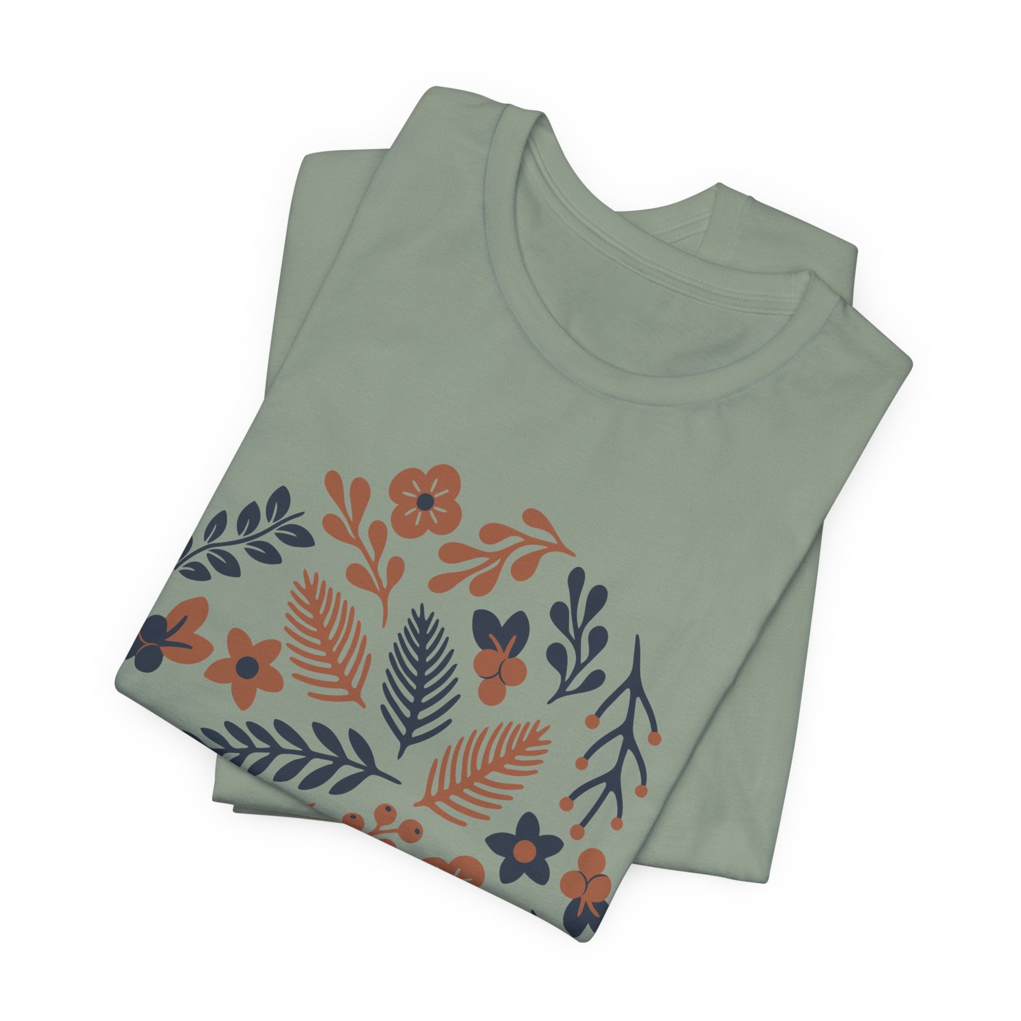 Floral Wreath Tee — Boho Botanical Short Sleeve T-Shirt