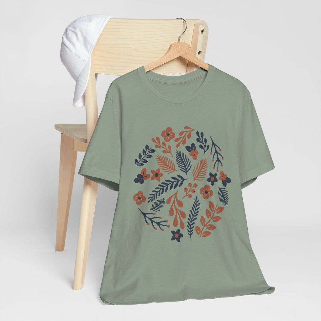 Floral Wreath Tee — Boho Botanical Short Sleeve T-Shirt