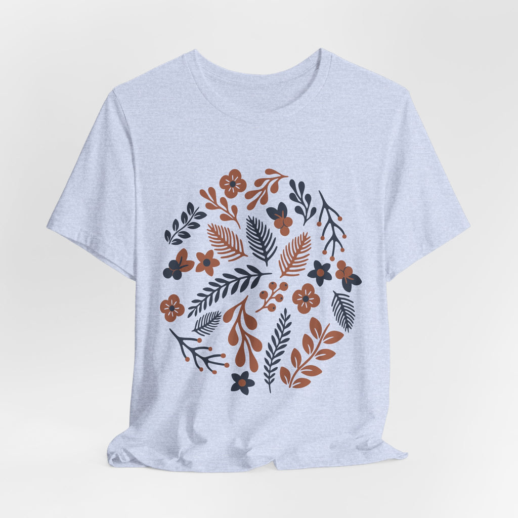 Floral Wreath Tee — Boho Botanical Short Sleeve T-Shirt