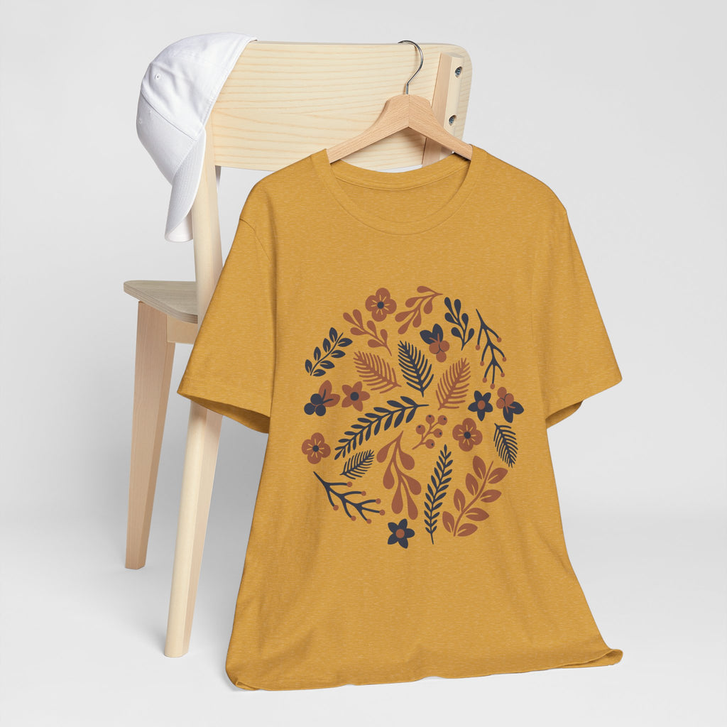 Floral Wreath Tee — Boho Botanical Short Sleeve T-Shirt