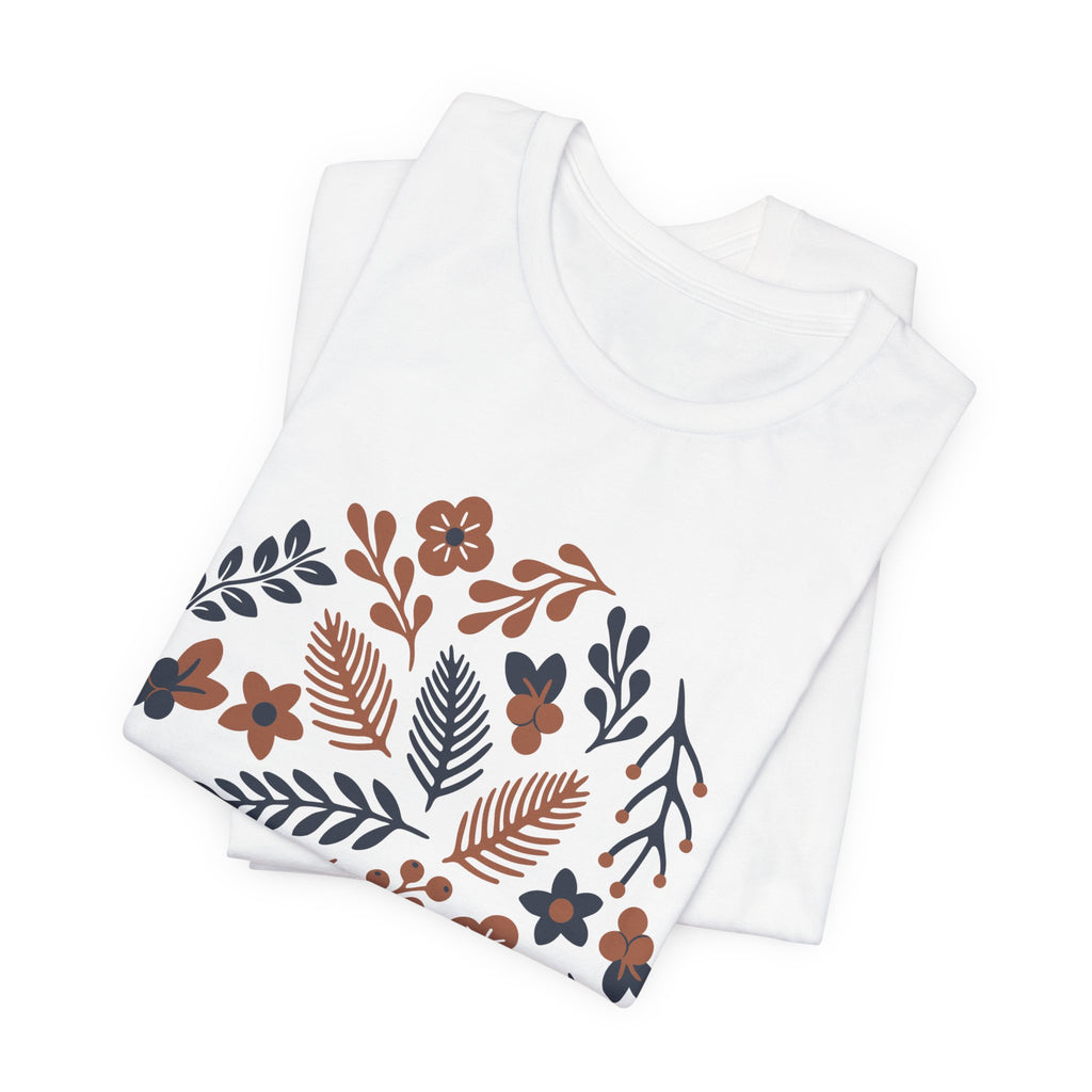 Floral Wreath Tee — Boho Botanical Short Sleeve T-Shirt