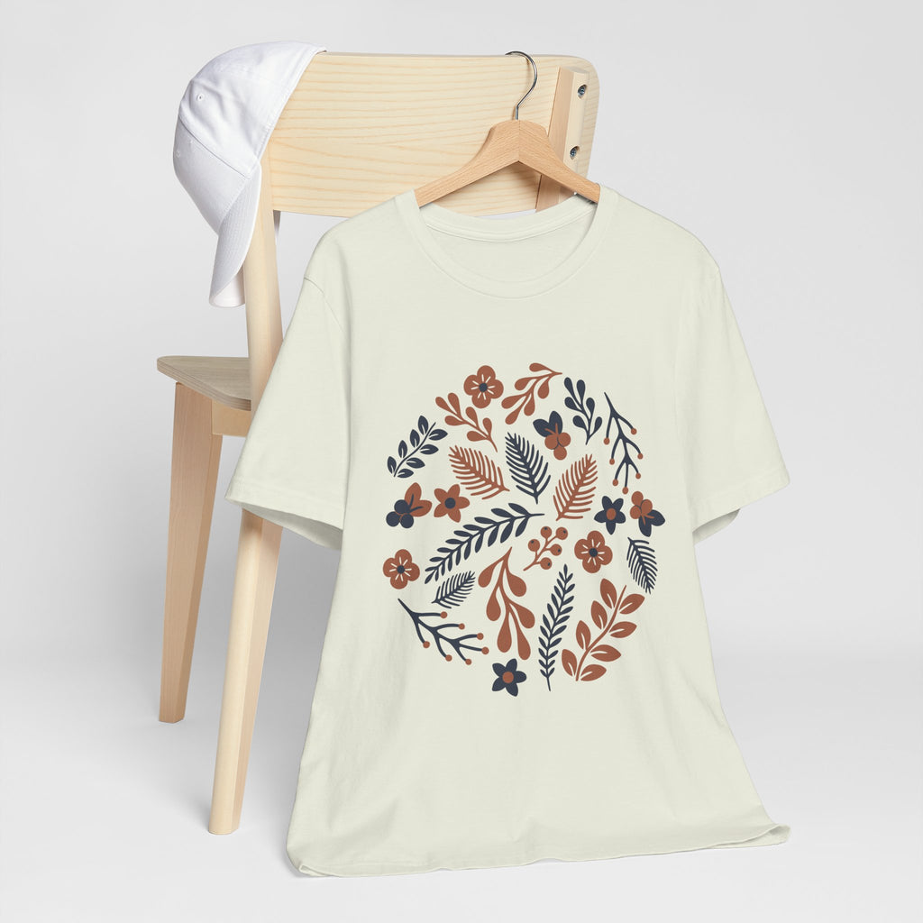 Floral Wreath Tee — Boho Botanical Short Sleeve T-Shirt