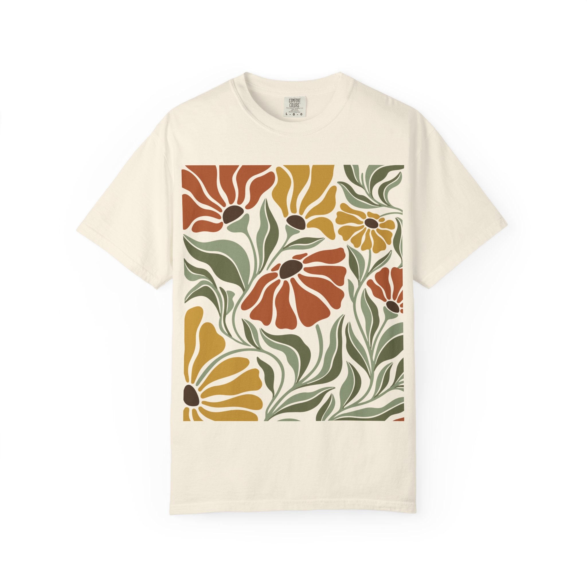 Floral Retro Bloom T-Shirt — Earthy Vintage Flower Print