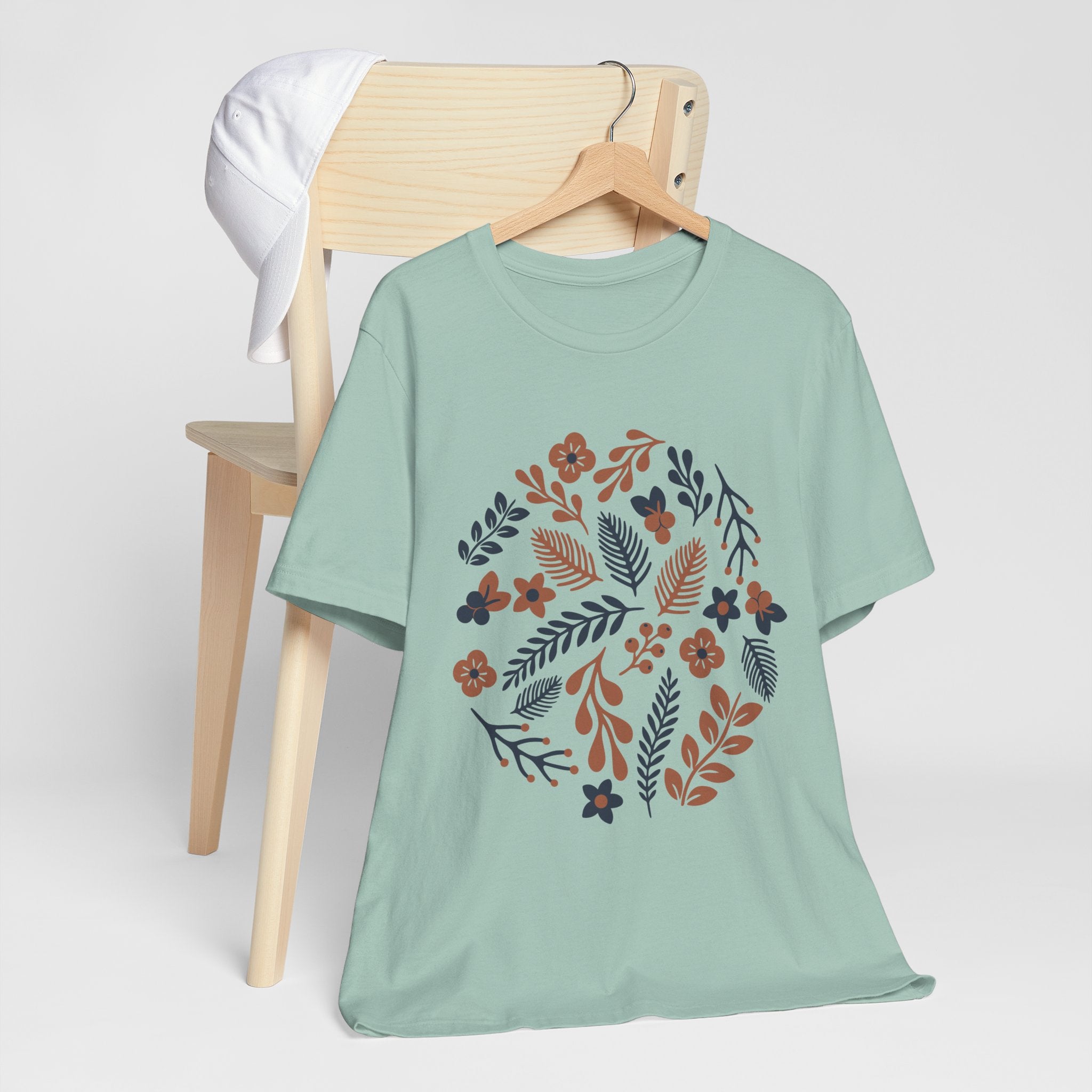 Floral Wreath Tee — Boho Botanical Short Sleeve T-Shirt