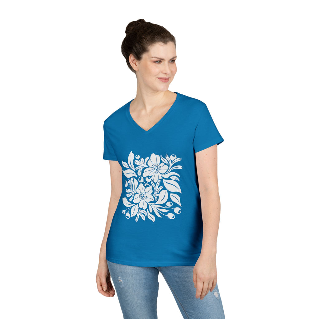Wildflower Botanical V Neck T-Shirt | Boho Floral Design | Nature Lover Shirt