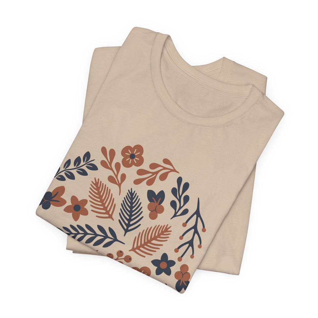 Floral Wreath Tee — Boho Botanical Short Sleeve T-Shirt