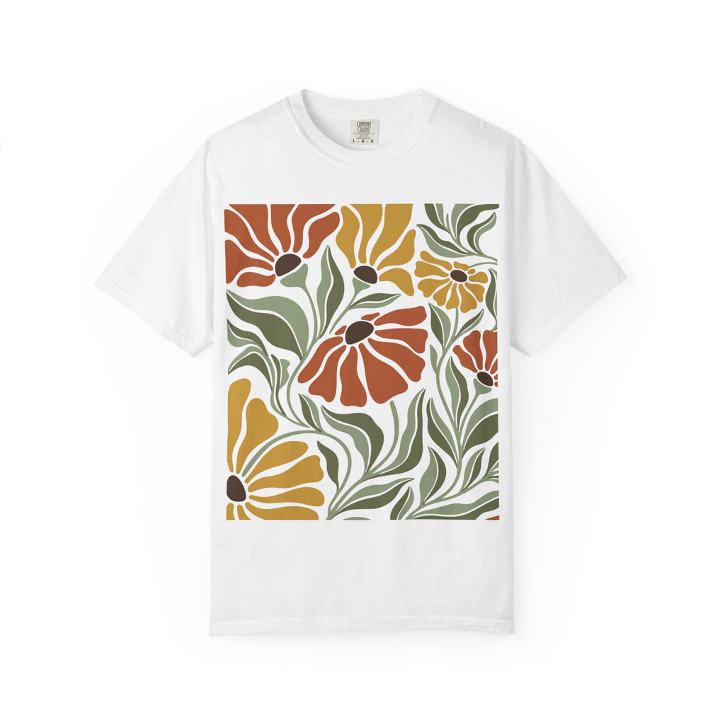 Floral Retro Bloom T-Shirt — Earthy Vintage Flower Print