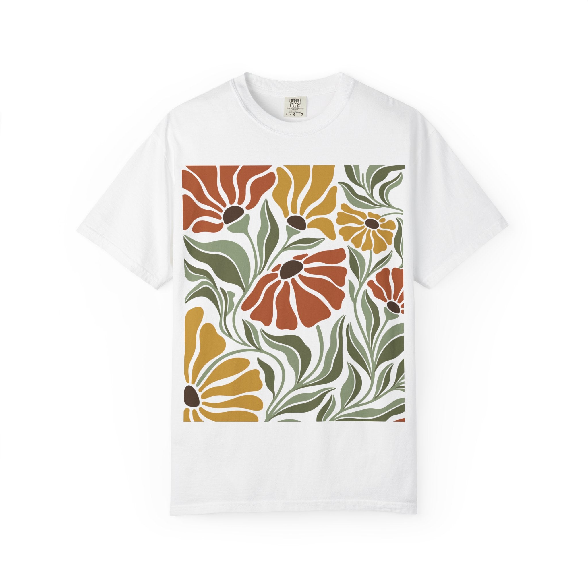 Floral Retro Bloom T-Shirt — Earthy Vintage Flower Print