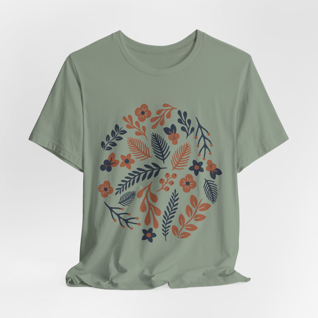 Floral Wreath Tee — Boho Botanical Short Sleeve T-Shirt