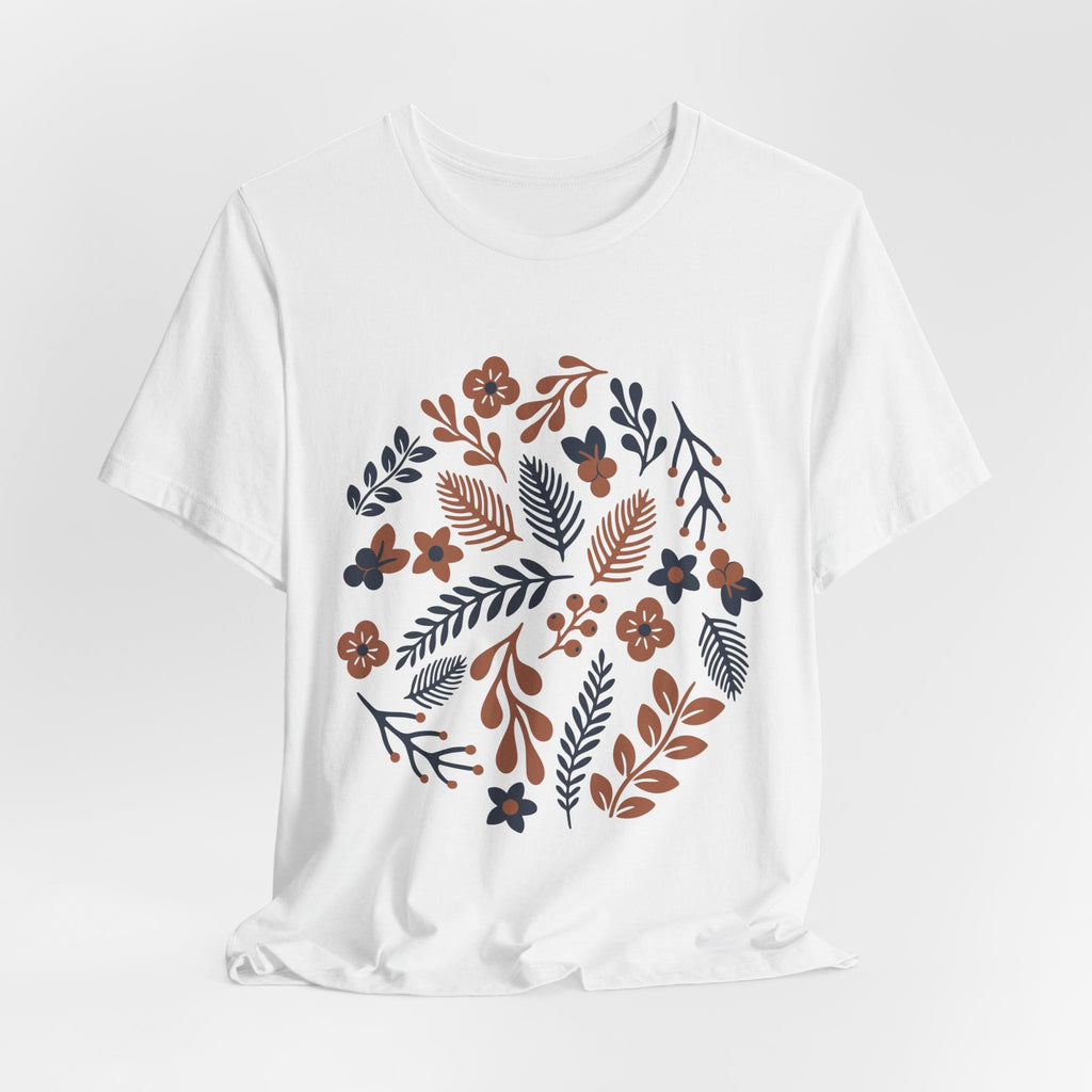 Floral Wreath Tee — Boho Botanical Short Sleeve T-Shirt